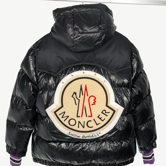 Moncler 8 Palm Angels Tim Black Shiny Logo-Patch Puffer - Picture 3 of 16